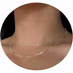 Women Silver Plated Dainty Snake Twist Rope Delicate Layered‎ Necklace